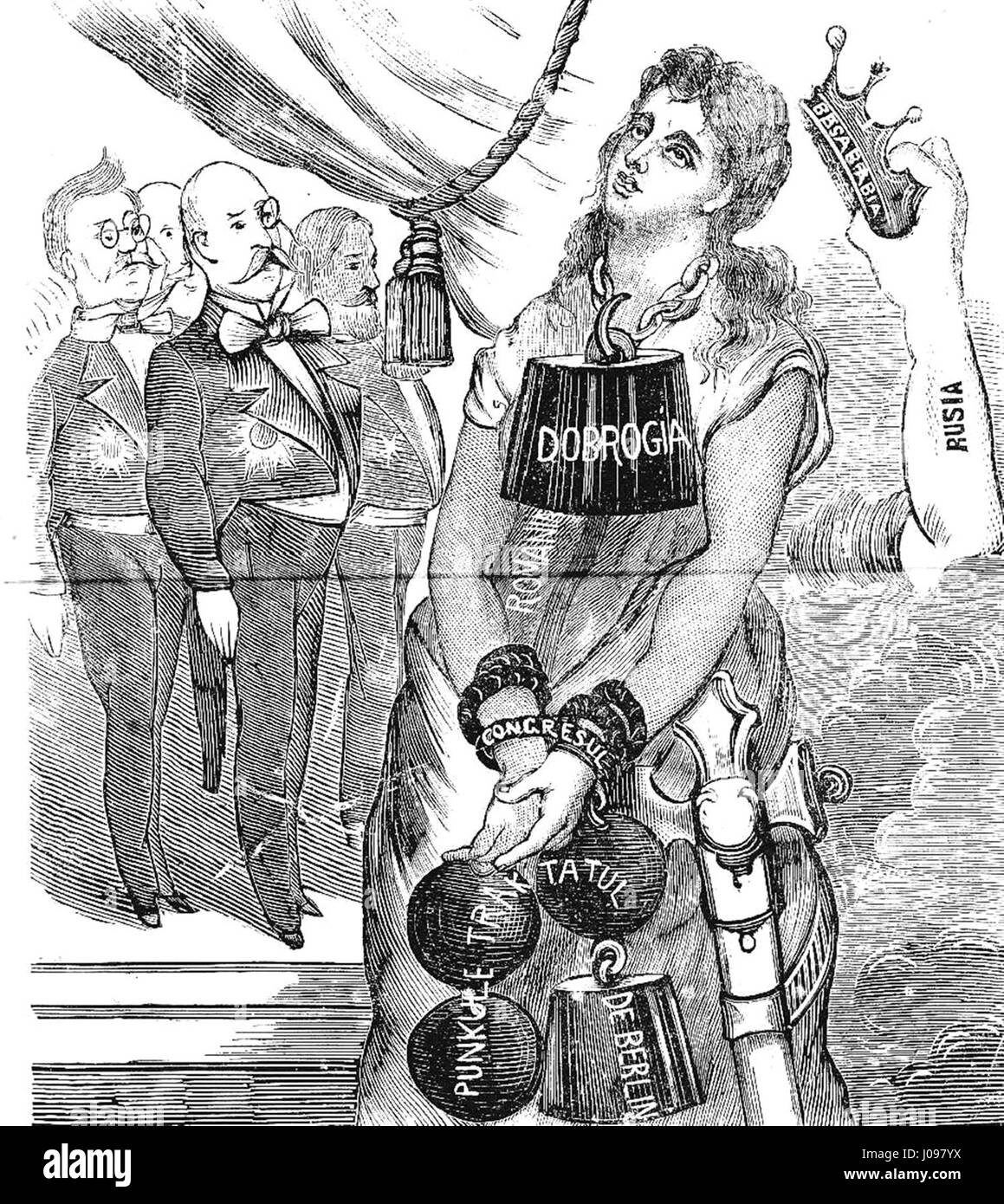 Questa opera fa riferimento alla situazione politica della Romania dopo il Congresso di Berlino del 1878, dove sono stati discussi l’indipendenza e i cambiamenti territoriali della Romania. Mette in evidenza un momento della storia rumena con implicazioni nazionali e internazionali. Foto Stock