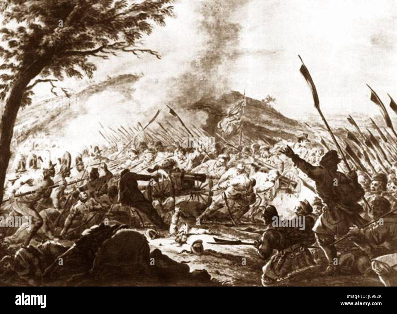 La battaglia di Racławice, raffigurata nel famoso dipinto panoramico, commemora una significativa vittoria polacca nel 1794 durante la rivolta di Kościuszko, un momento chiave della storia polacca. Foto Stock