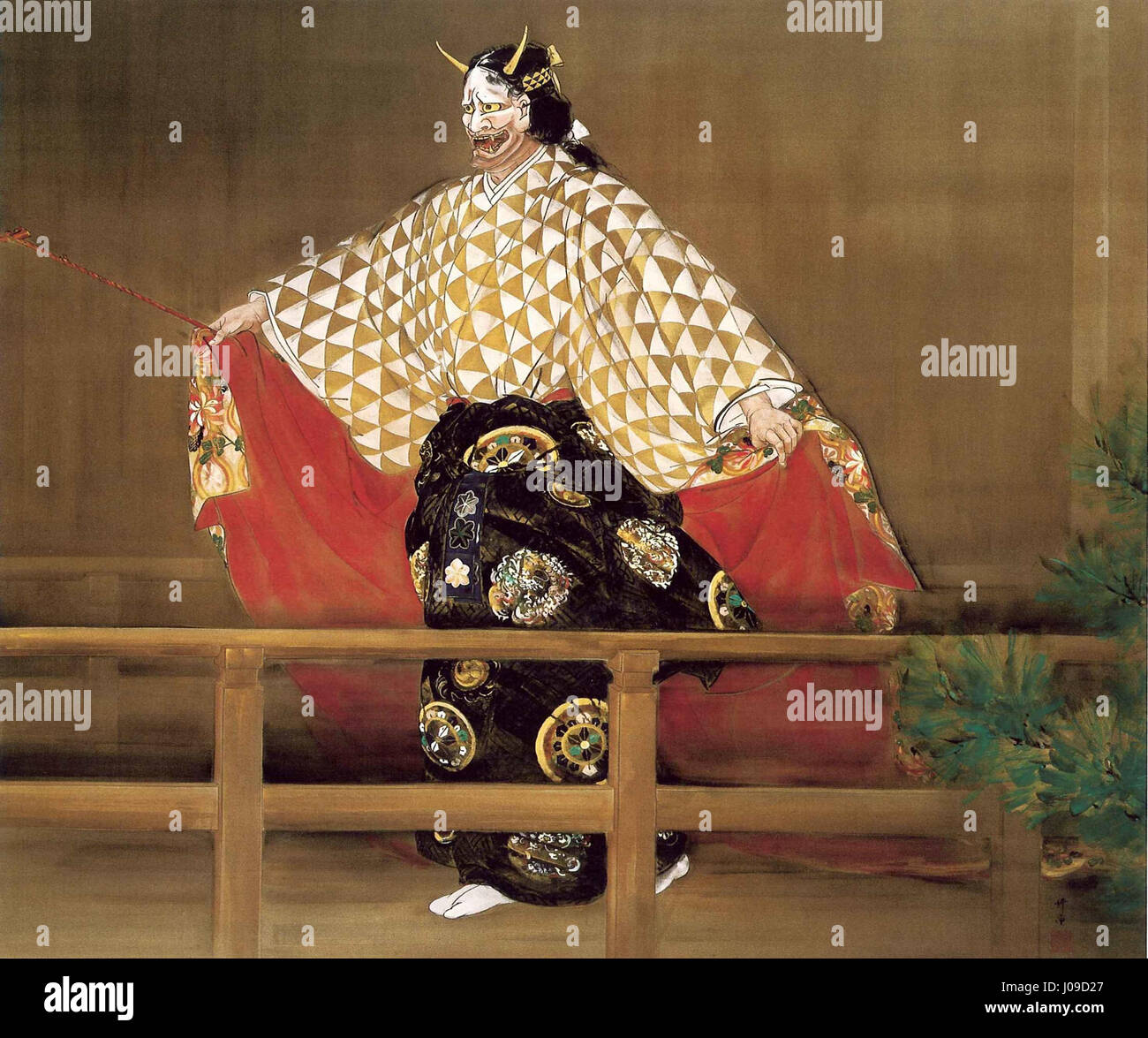 *Dojoji* è una famosa leggenda giapponese, spesso raffigurata nelle arti. La storia ruota intorno alla vendetta trasformazione di una donna in serpente, legata a temi di passione, tradimento e trasformazione. È stato ampiamente rappresentato in kabuki, ukiyo-e e in altre forme tradizionali di arte giapponese. Foto Stock