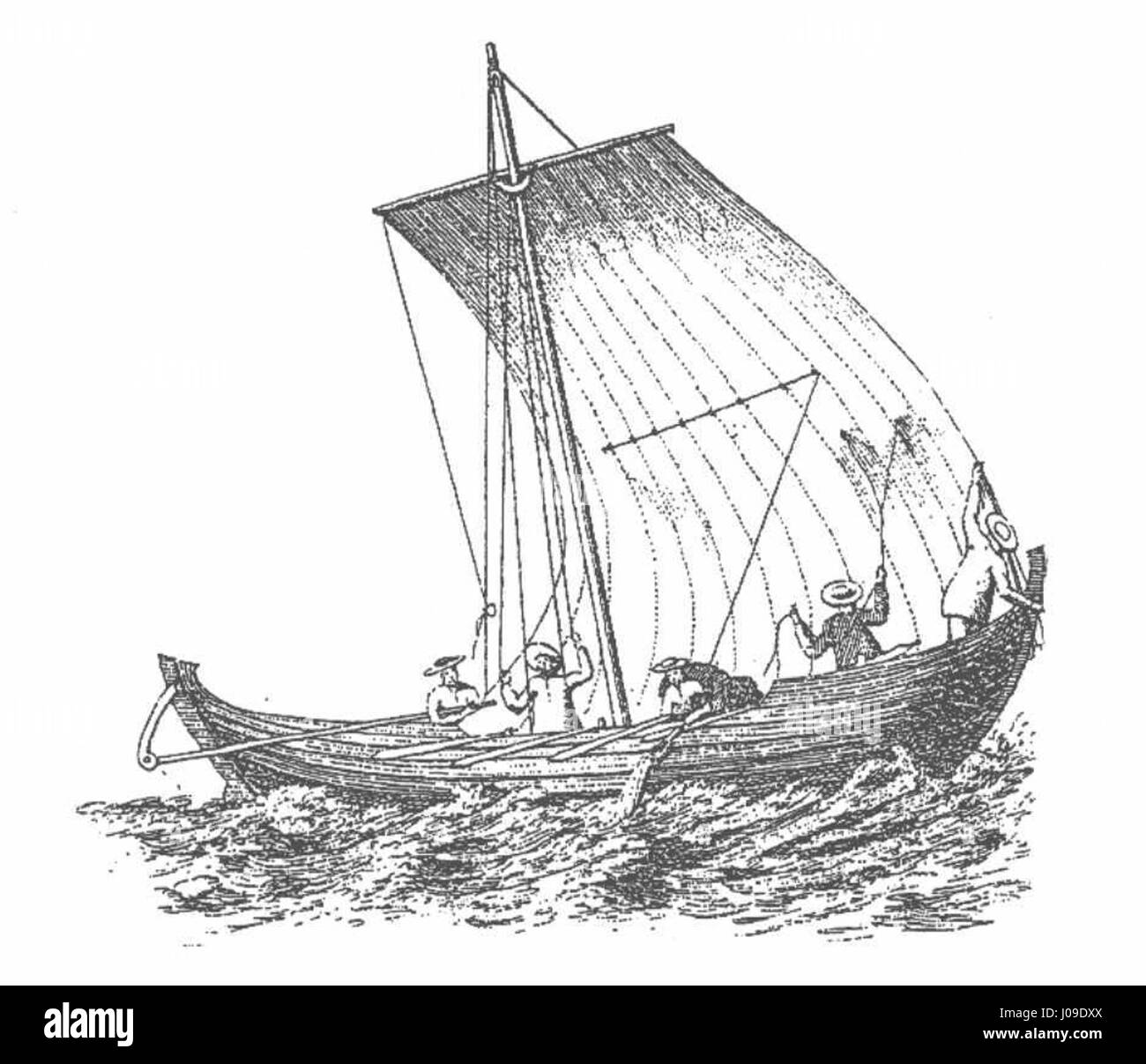 Fjœrefar è un'opera di Hans Strøm, che presenta un disegno dettagliato che riflette la maestria di Strøm nel catturare i paesaggi norvegesi e la vita rurale della regione. La sua opera enfatizza le forme naturali e le attività quotidiane della gente. Foto Stock