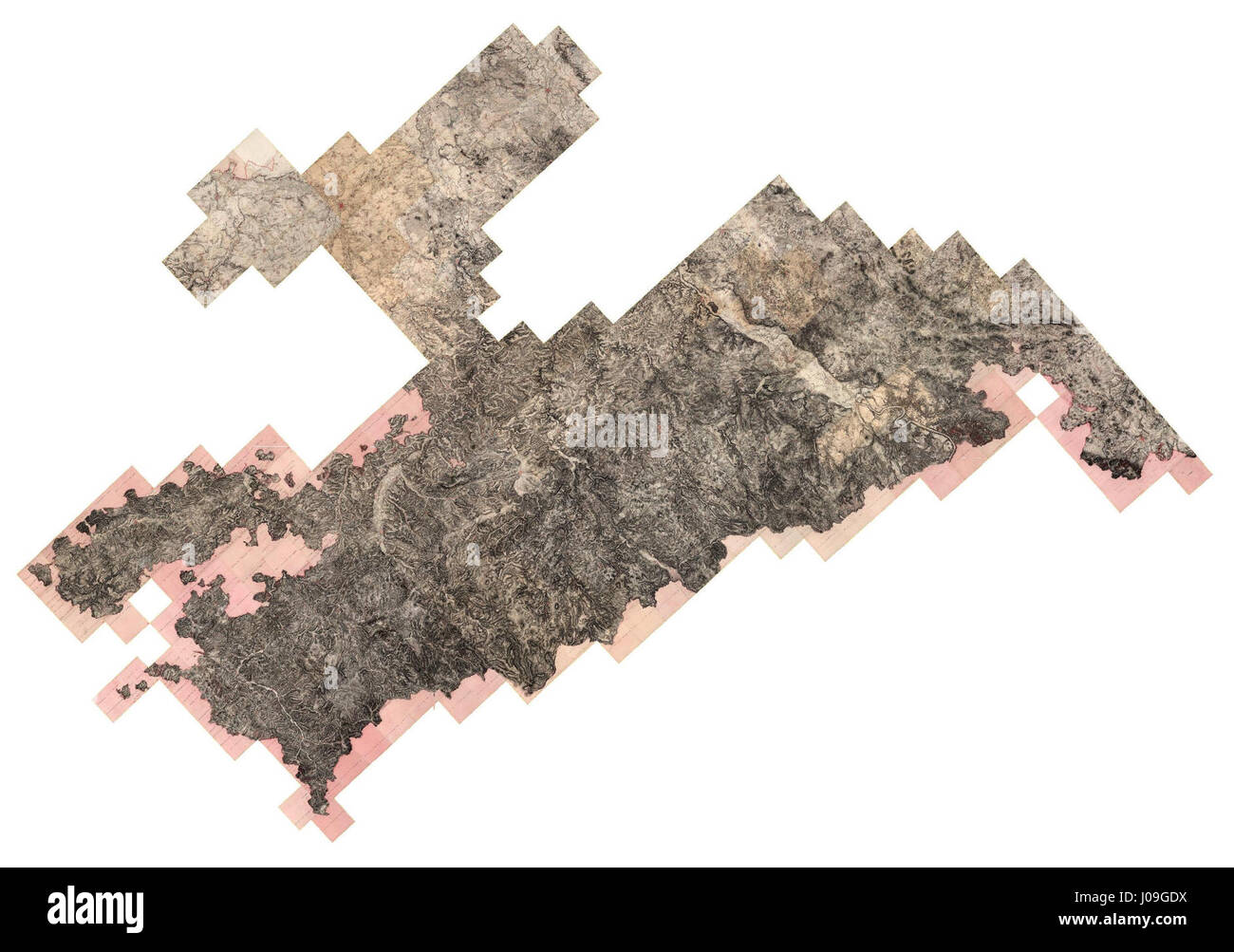 "Meilenblätter" si riferisce a una collezione di mappe storiche della Sassonia e di Berlino, georeferenziata per uso moderno. Le mappe forniscono un'idea della geografia storica della regione, concentrandosi sui monumenti storici e i percorsi del passato. Foto Stock