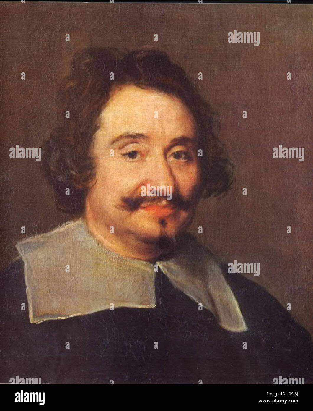 Il «Retrato de hombre (El barbero del Papa)» di Diego Velázquez è un ritratto di un uomo che si crede sia il barbiere del Papa. Il dipinto cattura la somiglianza del soggetto con la firma di Velázquez attenzione ai dettagli, raffigurando un uomo comune in modo realistico e realistico. Foto Stock