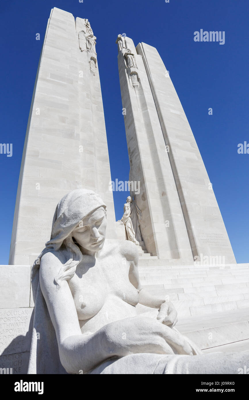 Il Canadian National Vimy Memorial, Vimy, Francia Foto Stock