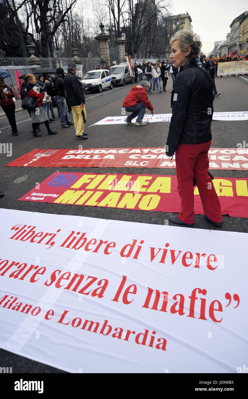 Milano (Italia), il Giorno della Memoria e impegno ricordando le vittime della mafia, promosso dalla libera associazione contro la mafia Foto Stock