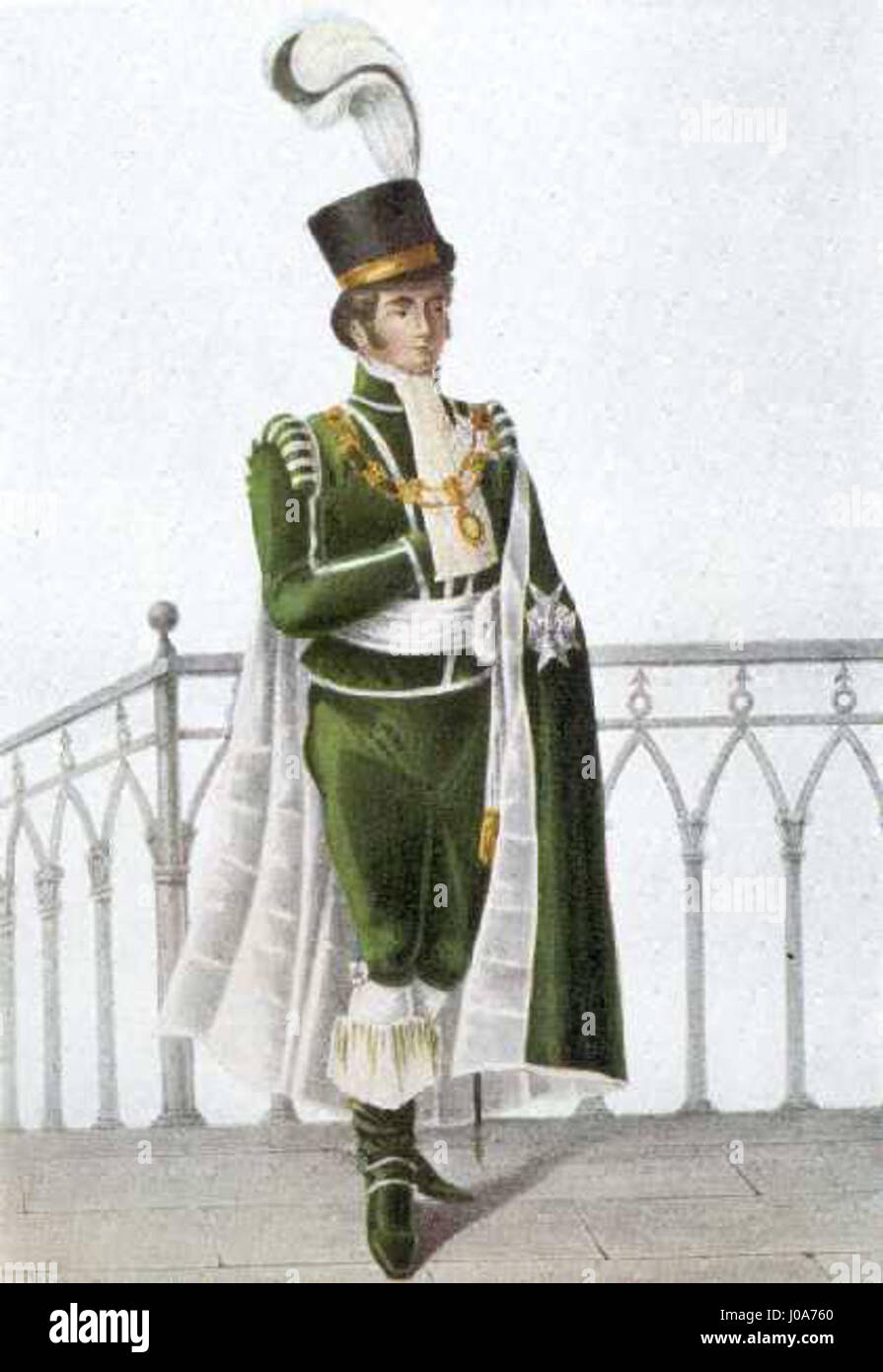 Il Vasaordens dräkt è l'uniforme cerimoniale dell'ordine Vasa, un ordine cavalleresco svedese. Queste insegne sono indossate durante gli eventi ufficiali e le cerimonie, rappresentando l'onore e la tradizione della nobiltà svedese. Foto Stock