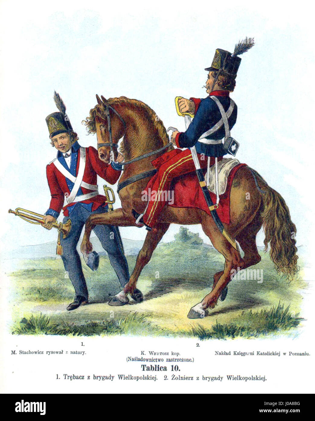 Questa immagine rappresenta l'esercito polacco durante la rivolta di Kosciuszko, una grande ribellione contro le forze russe e prussiane nel 1794. Raffigura soldati in uniforme, pronti per la battaglia, simboleggiando la resilienza e la determinazione dei combattenti polacchi durante questo evento storico chiave. Foto Stock