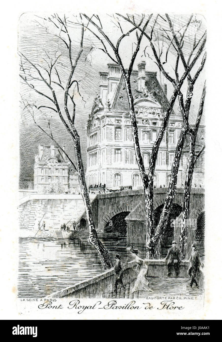 Questa vista della Senna a Parigi, 'Pont Neuf - Pavillon de Flore', cattura l'iconico ponte e padiglione nel cuore della città, sottolineando l'architettura parigina e il sereno flusso del fiume. Foto Stock