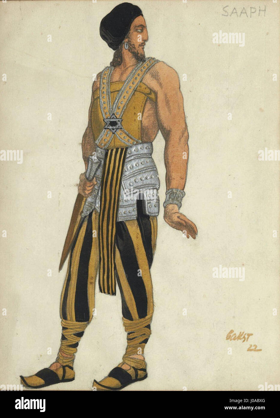 'Saaph' (1922) è un dipinto dell'artista russo Léon Bakst, che misura 35 x 20 cm (13,8 x 7,9 pollici). Foto Stock