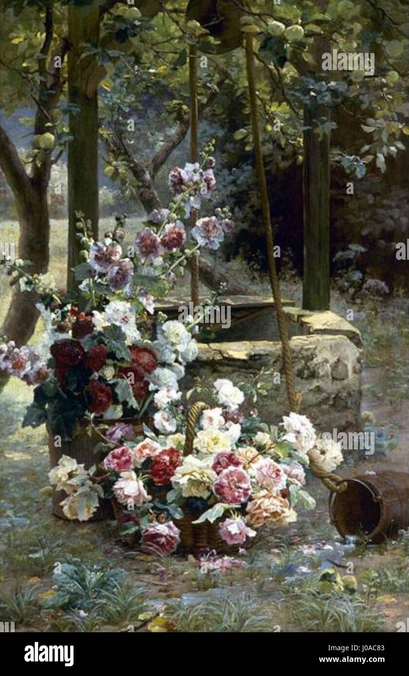 Henri Biva, Fleurs Près d'onu puits, olio su tela, 181 x 118,1 (71.25 x 46.5 in) Foto Stock