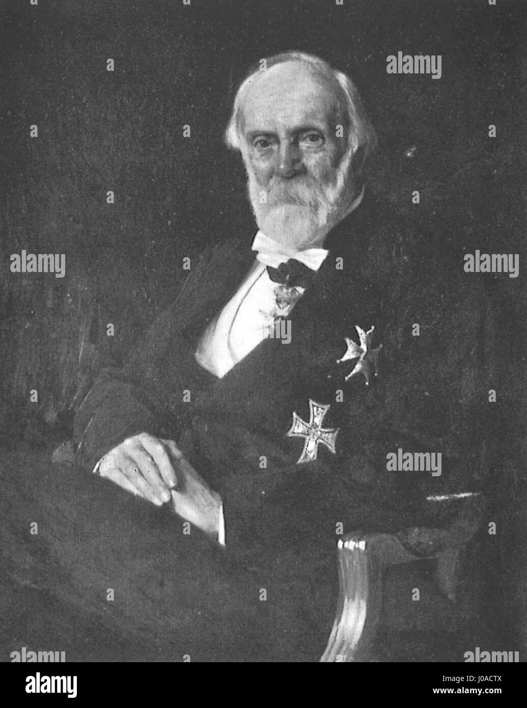 Questo ritratto di Jacob Georg Agardh, dipinto da Oscar Björck nel 1893, cattura il botanico svedese in uno stile formale e accademico. Agardh era rinomato per i suoi contributi alla botanica, in particolare nella classificazione delle alghe marine. Foto Stock