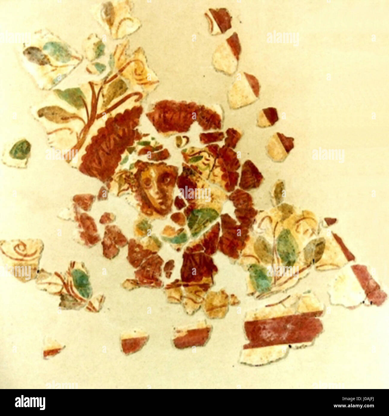 L'affresco del busto di Bacco, datato intorno al 100 d.C., è un'opera d'arte romana trovata nel castello di pietra (Steinkastell). Raffigura Bacco, il dio romano del vino, mettendo in evidenza il significato della mitologia e delle tradizioni artistiche romane in epoca imperiale. Foto Stock