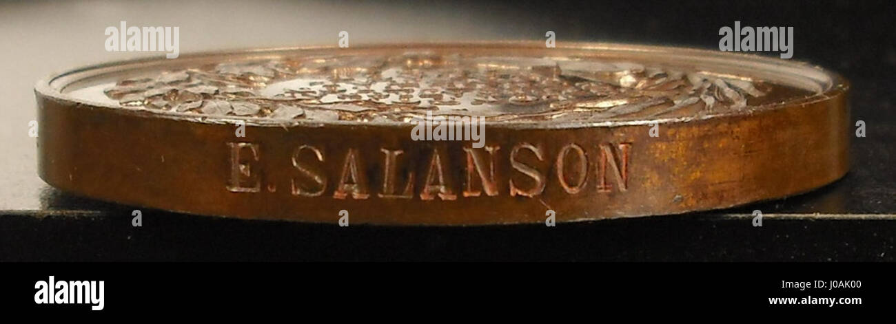 La "Médaille de Bronze" è un premio conferito a Eugénie Salanson, in onore delle sue realizzazioni artistiche. La medaglia di bronzo riflette il suo significativo contributo all'arte francese durante il suo tempo. Foto Stock