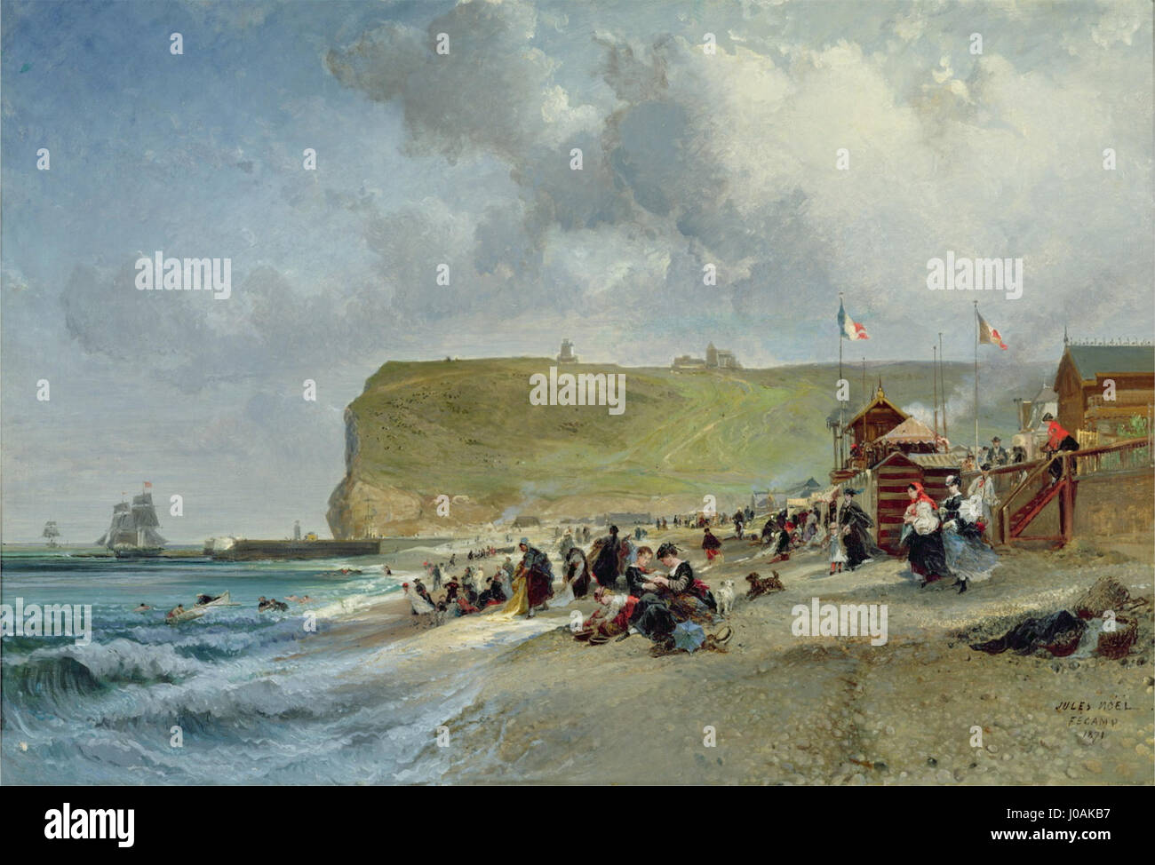 Jules Achille Noël - Crinolines sur la plage, Fecamp (1871) Foto Stock