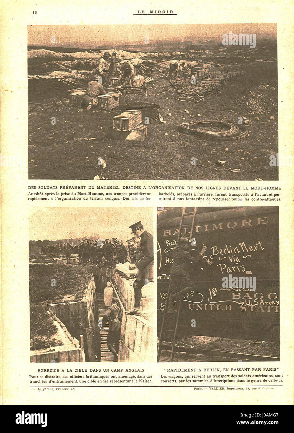 Un'illustrazione della rivista "le Miroir", numero 203, datata domenica 14 ottobre 1917, pagina 15, con una rappresentazione del campo di battaglia Mort-Homme durante la prima guerra mondiale Foto Stock