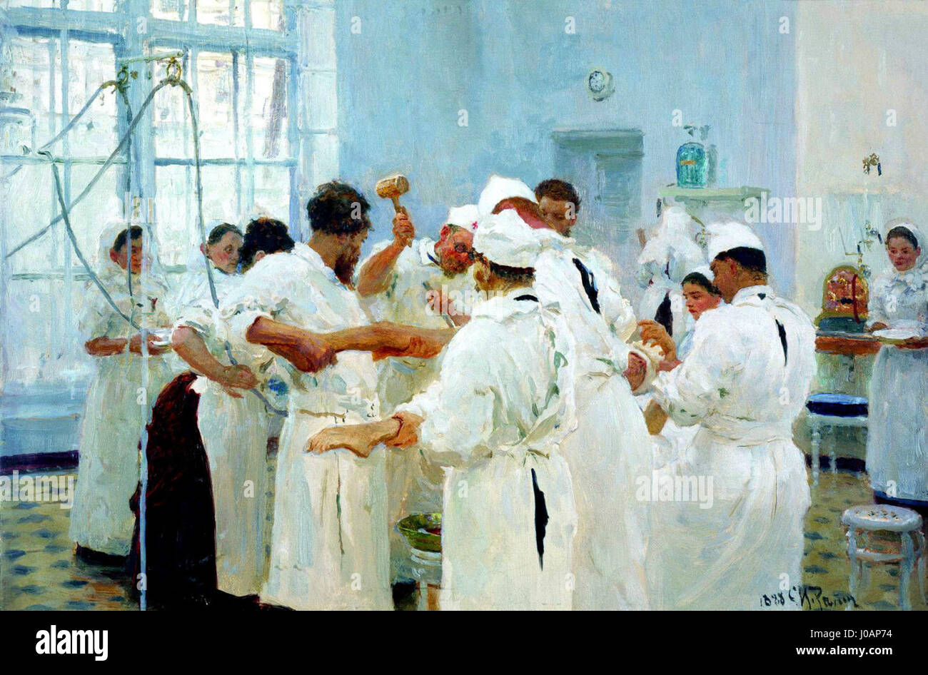 Il "Савойская Казака в Военной Одежде с Флагом" di Ilya Repin (cosacco dalla Savoia in abbigliamento militare con bandiera) mostra un soldato cosacco in uniforme, con una bandiera, che incarna forza e orgoglio militare. Foto Stock
