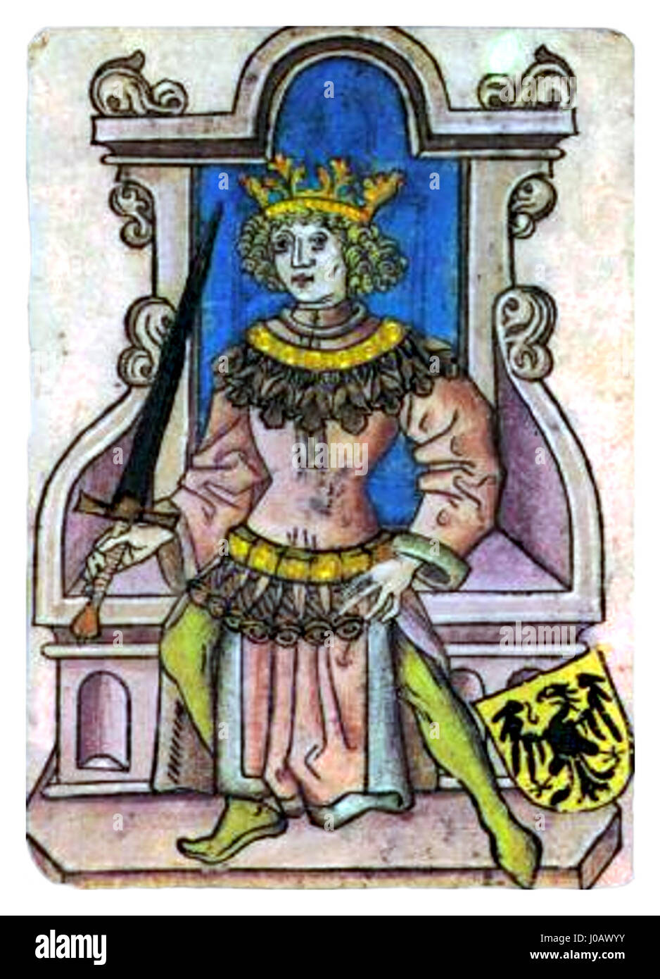 Il "Hofämterspiel" (gioco degli uffici di corte) era un gioco cerimoniale tradizionale tedesco che raffigurava i doveri di vari funzionari della corte reale. Questa opera riflette il patrimonio culturale della Germania e il ruolo storico della monarchia nella governance. Foto Stock