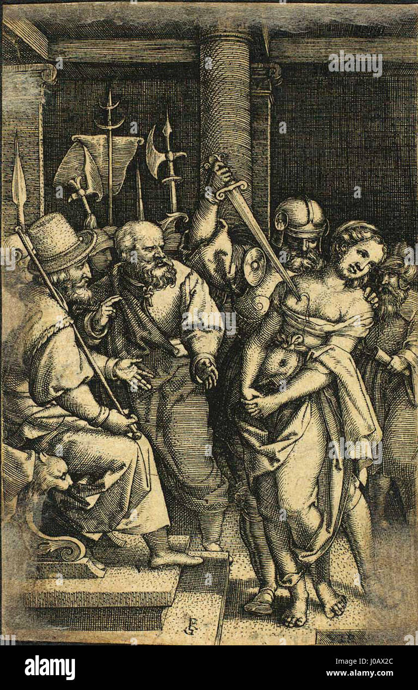 Virginia, un'incisione di Georg Pencz, artista e incisore rinascimentale tedesco. Foto Stock