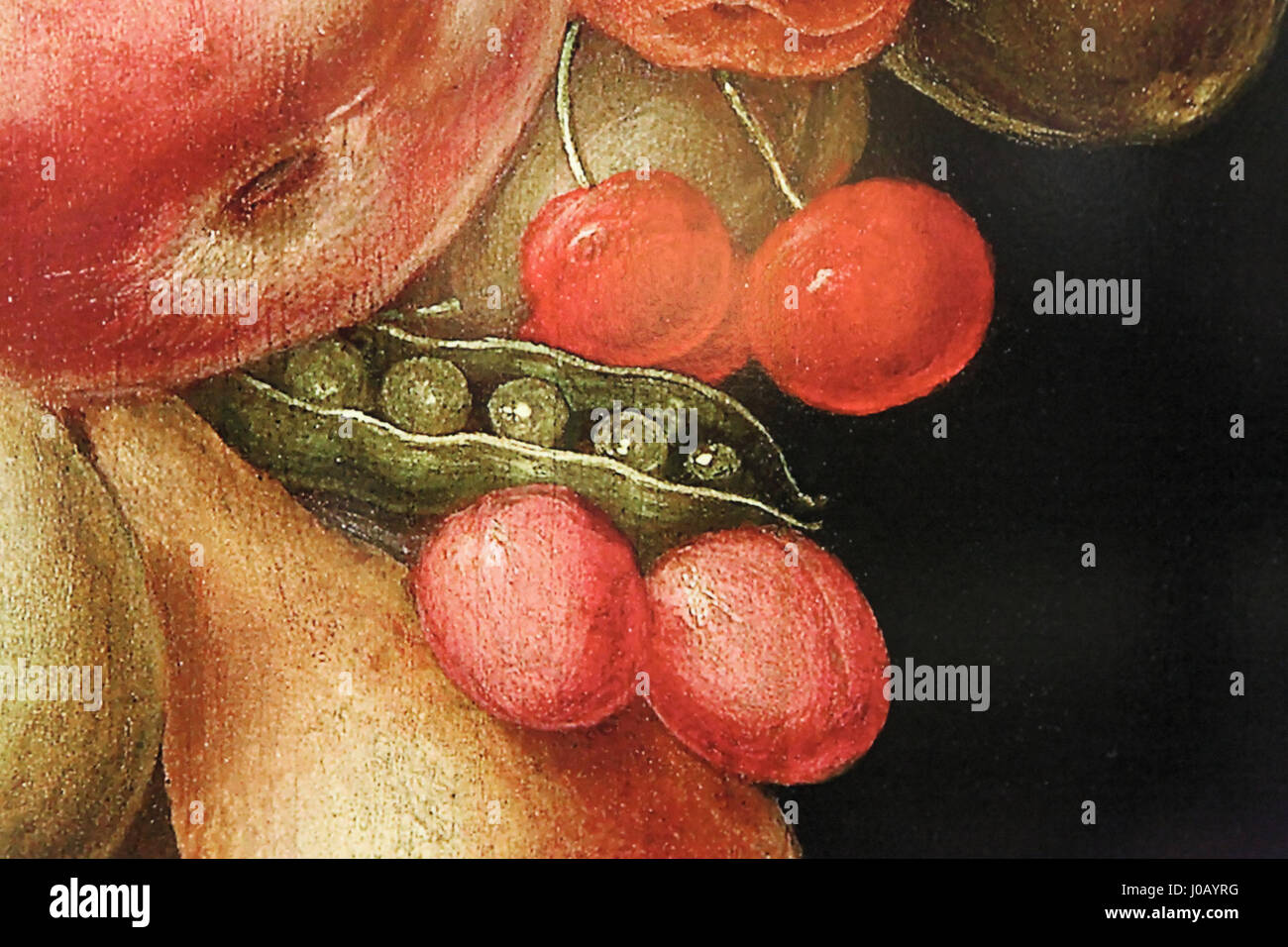 "Der schöne Schein - Summer" fa parte della mostra Gasometer di Oberhausen, ispirata alle opere di Giuseppe Arcimboldo. La mostra, che presenta installazioni su larga scala, presenta un omaggio visivo al famoso dipinto "estivo" di Arcimboldo, che mescola arte contemporanea con ispirazioni classiche in un moderno spazio industriale. Foto Stock