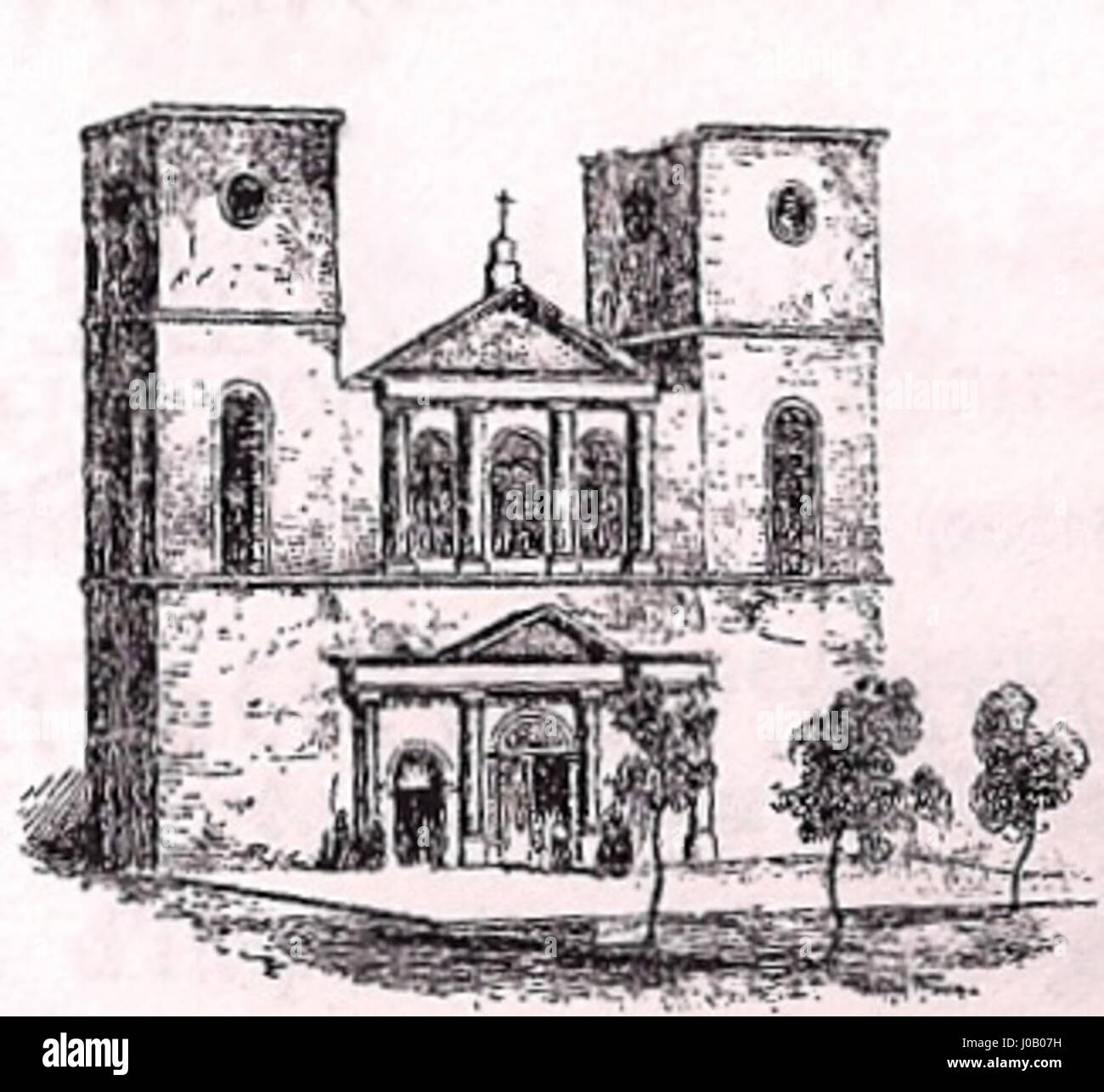 L'Église Notre-Dame di Saint-Chamond (Loira) era una chiesa del XVII secolo, demolita nel 1875. La chiesa era nota per il suo stile architettonico tipico di quel periodo, che mostrava influenze barocche o classiche. Foto Stock