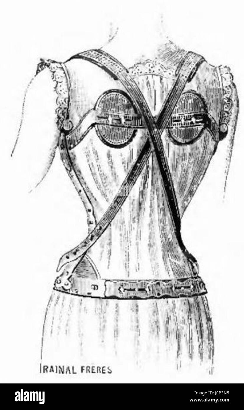Questo catalogo del 1923 presenta disegni di corsetti di Rainal Frères, che mostrano le tendenze della moda dei primi anni del XX secolo. Il catalogo presenta una gamma di stili di corsetto che riflettono le preferenze estetiche del periodo e gli ideali sociali della moda femminile. Foto Stock