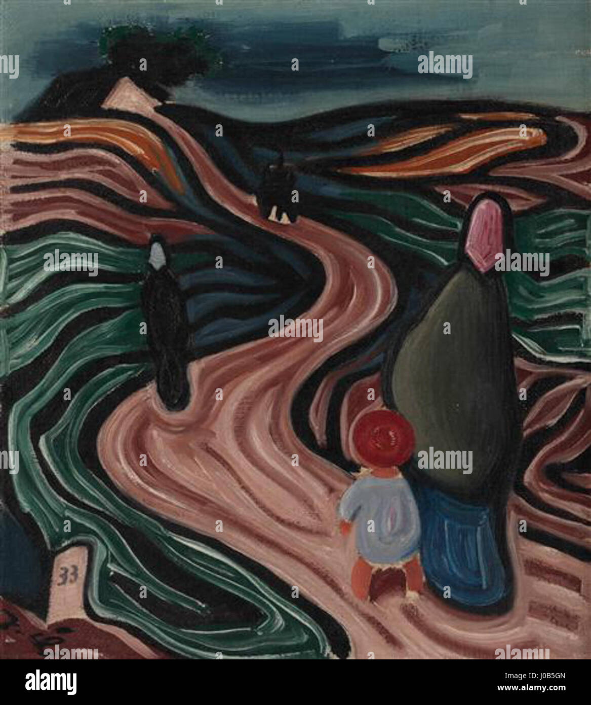 Il dipinto di Josef Capek del 1933 "Mrak" (nuvola) raffigura un cielo tempestoso e drammatico, che riflette la tensione e l'incertezza del tempo. Noto per il suo stile distintivo che fonde espressionismo e surrealismo, il lavoro di Capek cattura profondità emotiva e psicologica. Foto Stock