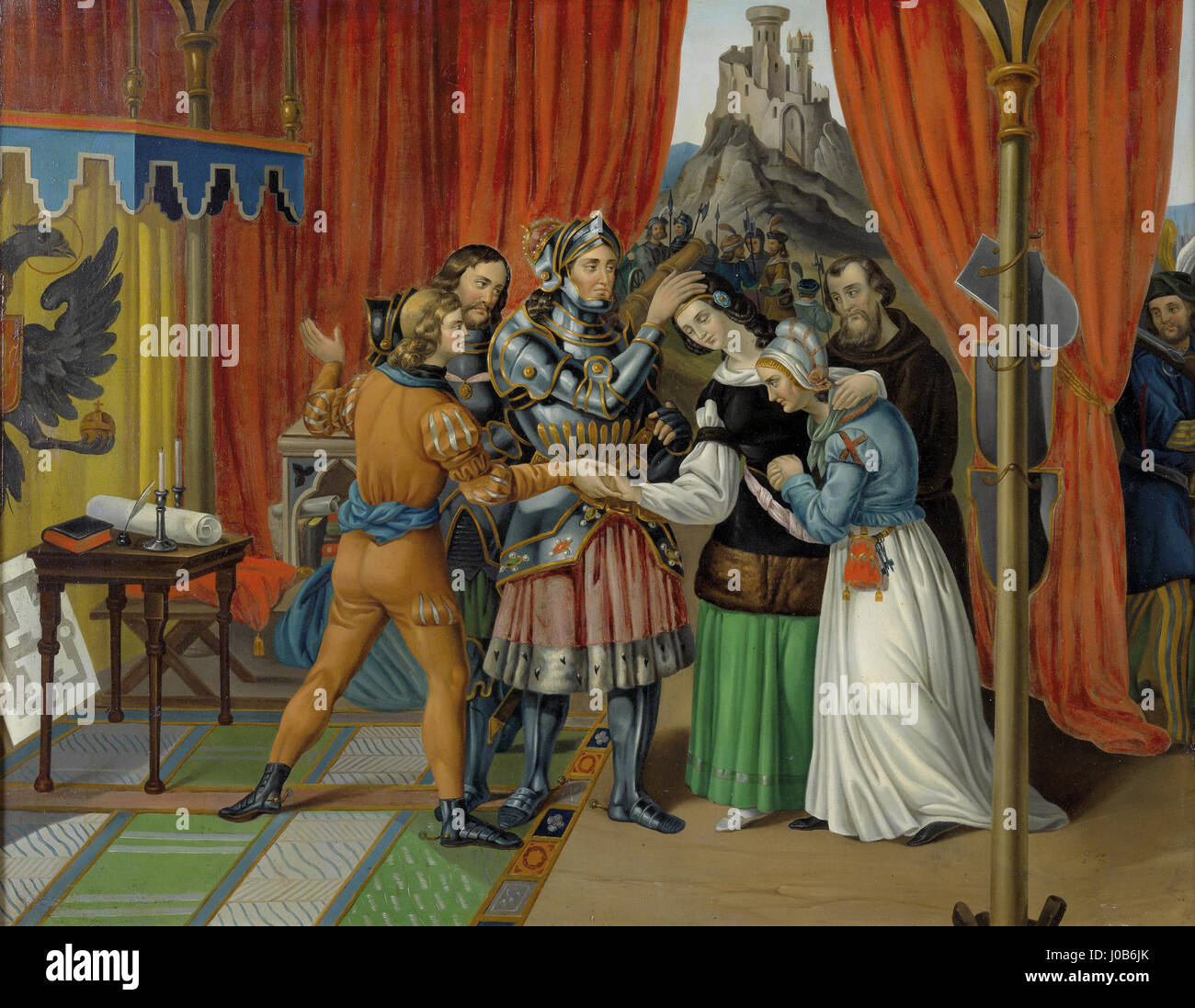 Questo ritratto del XV secolo raffigura il principe Rodolfo i di Boemia e sua moglie Agnese di Boemia. Riflette le nobili lignaggi dell'epoca e il loro ruolo nell'aristocrazia e nella governance europea durante il tardo Medioevo. Foto Stock