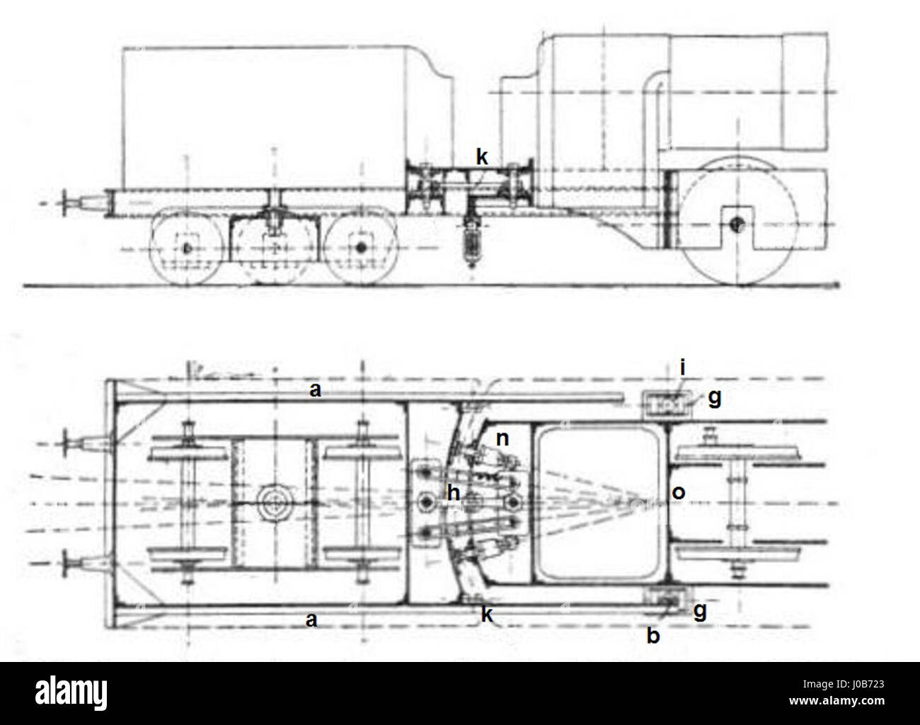 La «Stütztender Bauart Engerth-Krauss» si riferisce a un tipo specifico di locomotiva progettata da Engerth e Krauss nel XIX secolo. Il progetto è noto per l'uso di un'asta di supporto, che ha contribuito alla stabilità e all'efficienza della locomotiva. Foto Stock