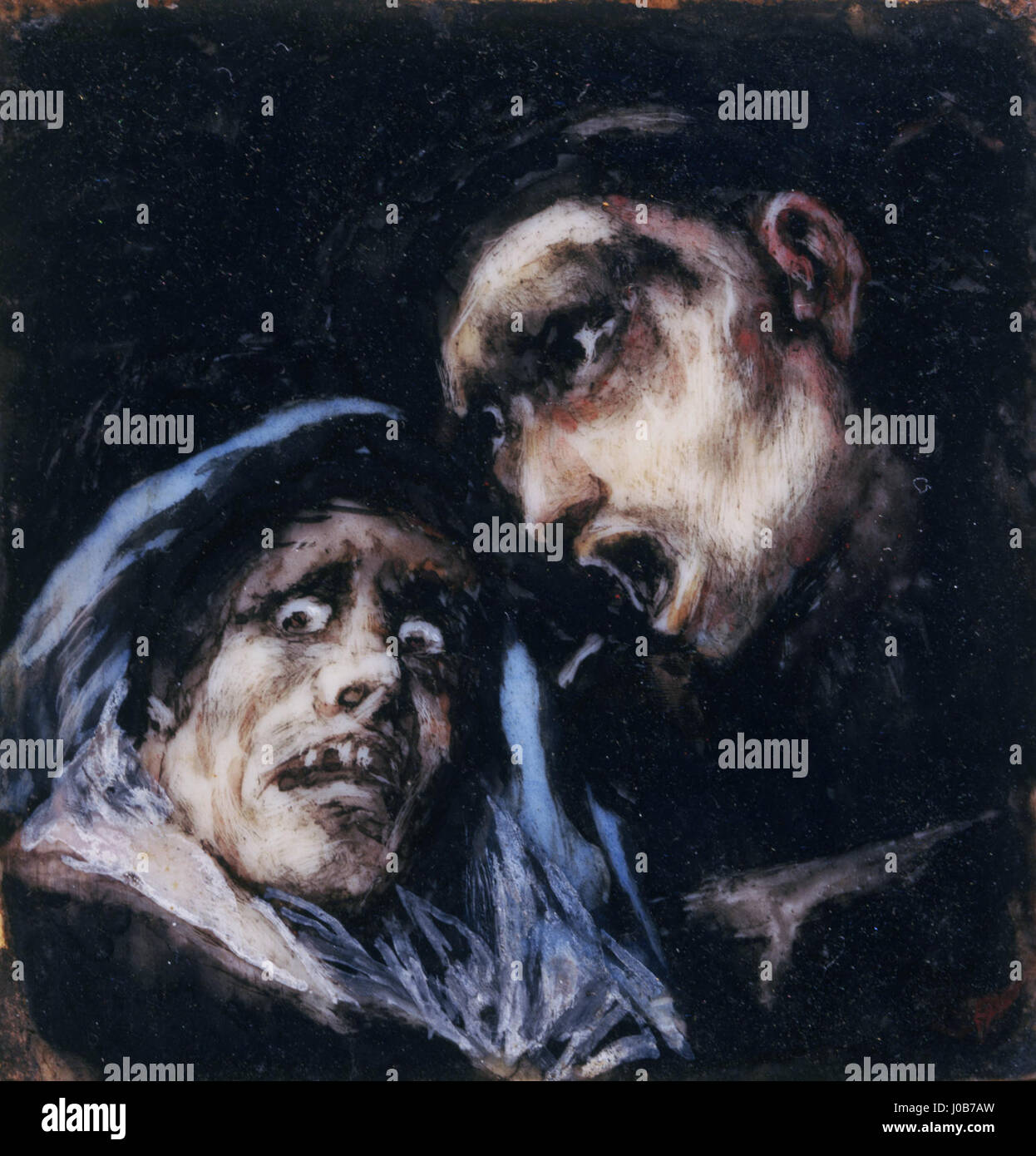 Francisco José de Goya y Lucientes - Monaco a parlare con una donna anziana - Foto Stock