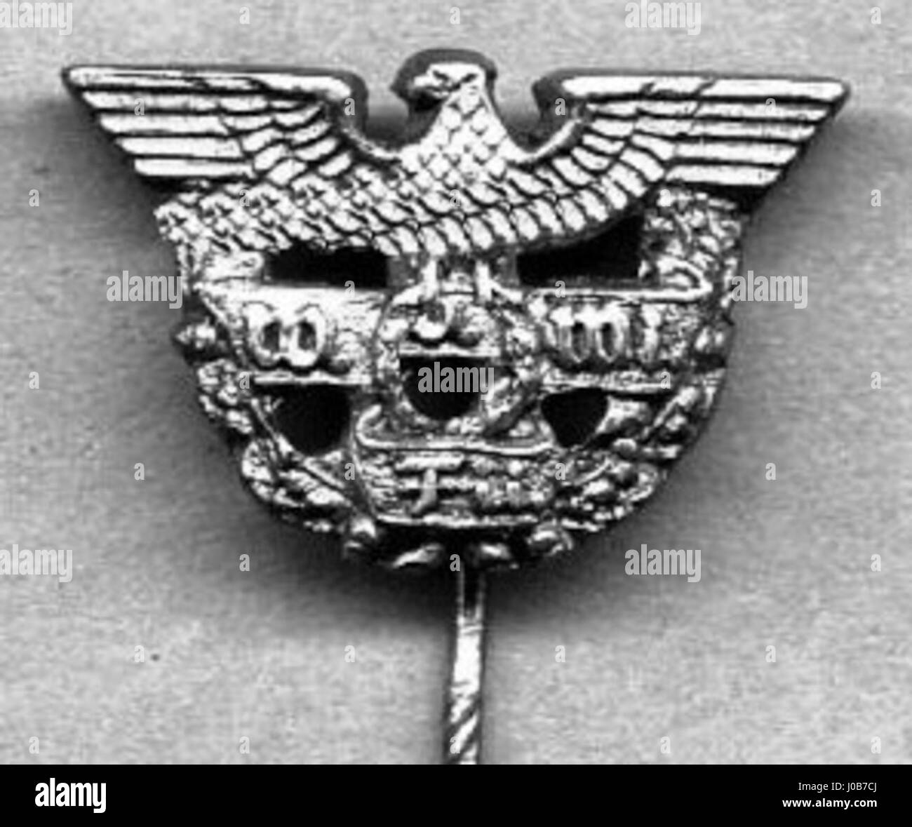 Il Wehrwirtschaftsführer Civil Lapel pin fu un simbolo dell'economia tedesca durante la seconda guerra mondiale, assegnato a individui che contribuirono allo sforzo bellico, rappresentando la lealtà e il successo industriale. Foto Stock