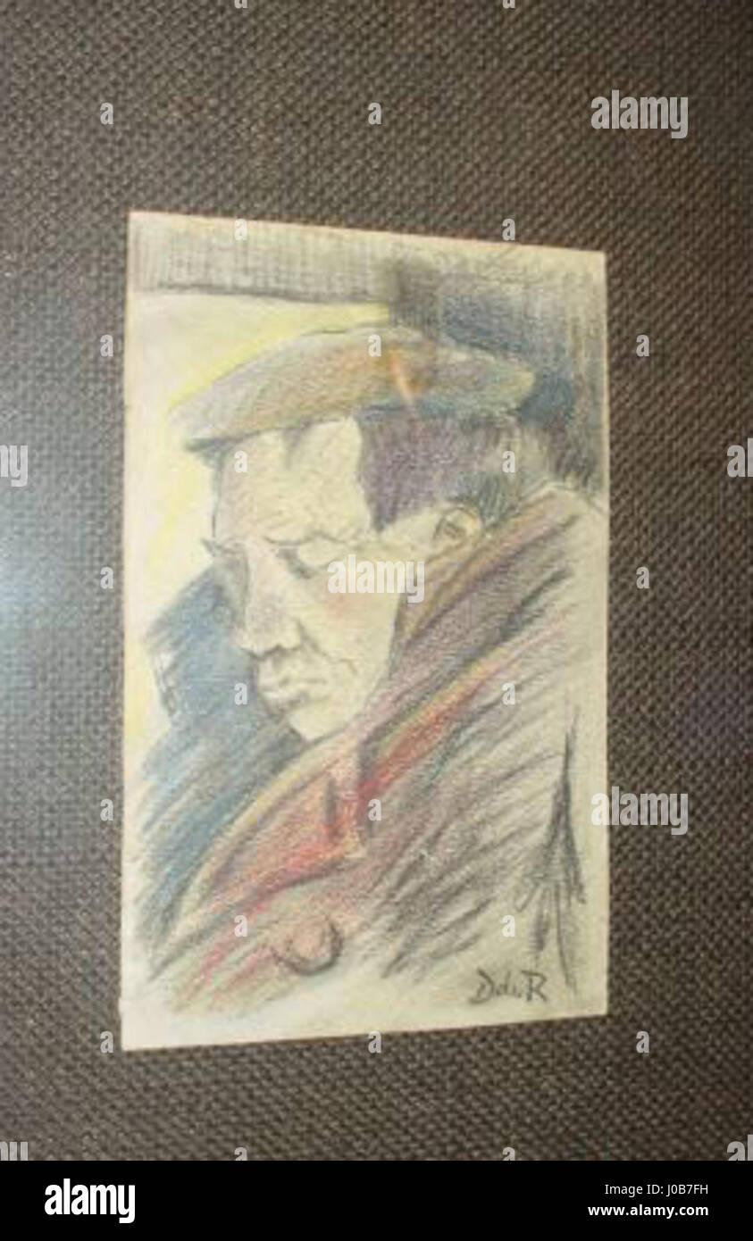 "Retrat d'home" di Darío de Regoyos è un ritratto ospitato nel Museu Abelló, che cattura l'immagine di un uomo con dettagli intricati. Regoyos, un notevole artista spagnolo, è noto per i suoi ritratti espressivi che combinano realismo e profondità emotiva. Foto Stock