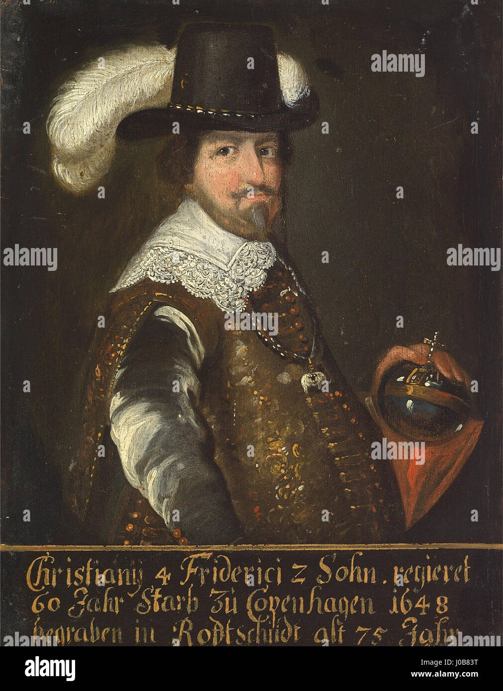 Karel van Mander (III) - Portraet af Kong Christian IV. af Danmark Foto Stock