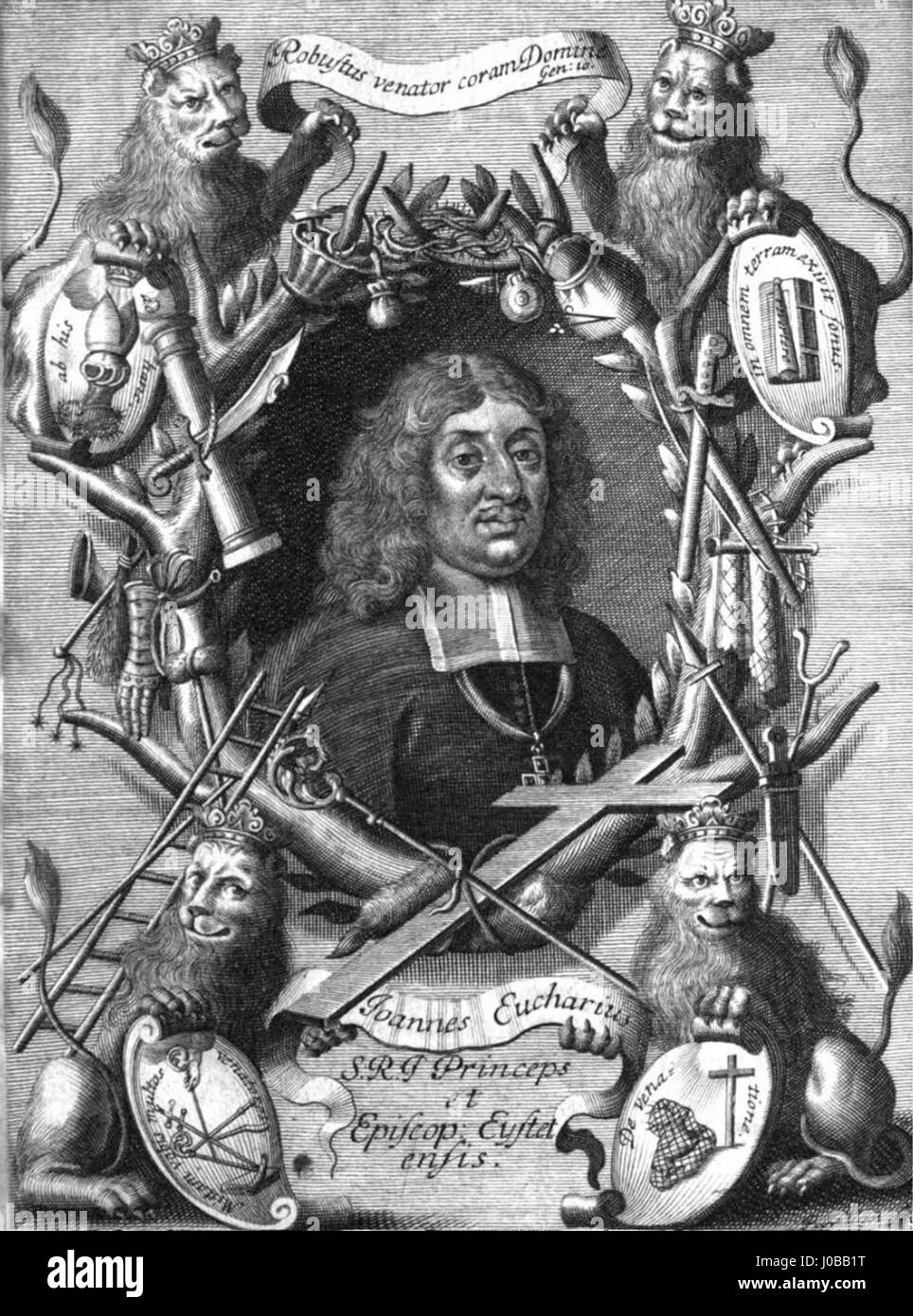 Fürstbischof Widmungsbild Johann Euchar von Eichstätt als geistlicher Jäger Foto Stock