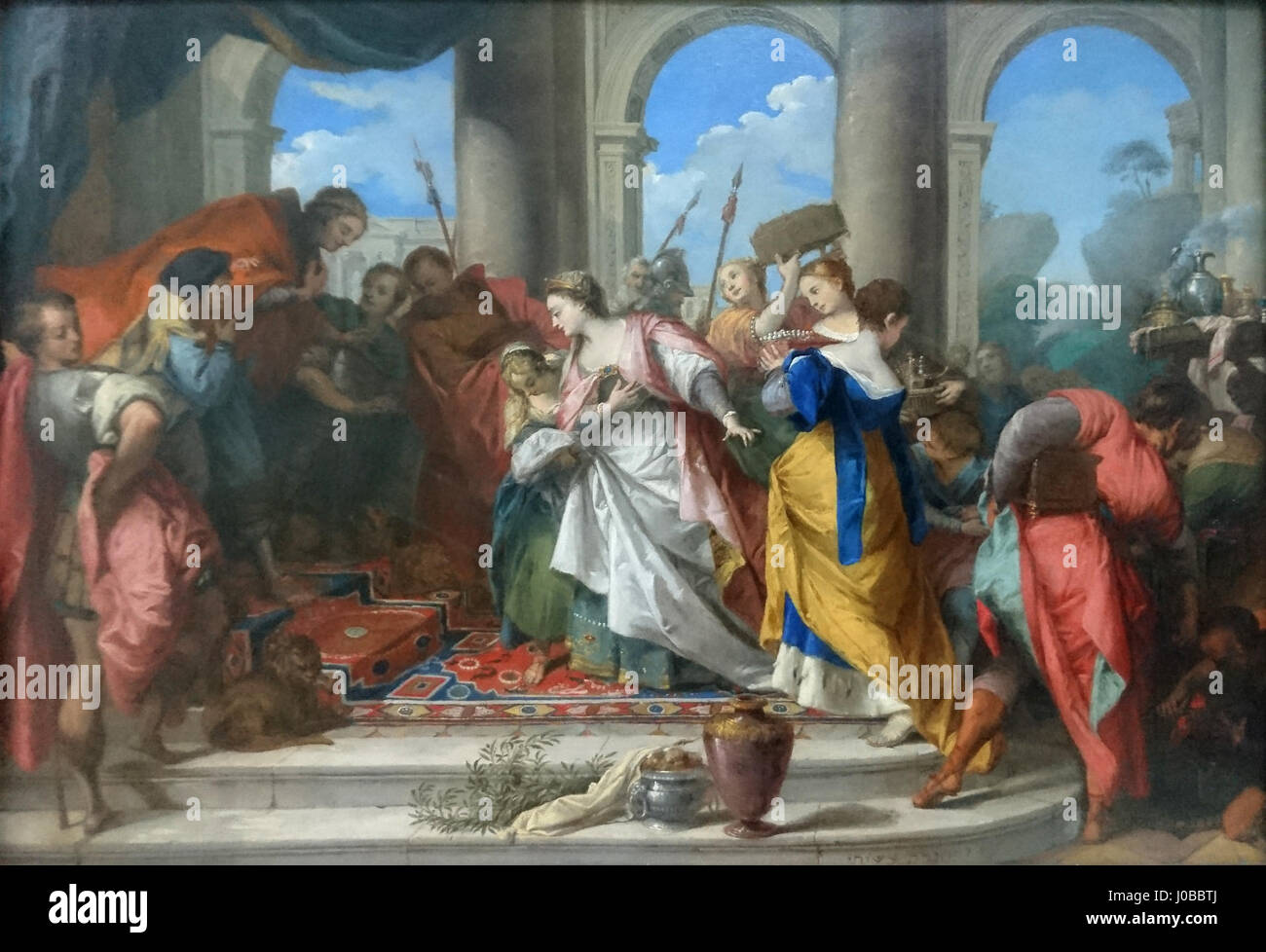 Salomone e la Regina di Saba, un dipinto di Nicolas Vleughels, pittore francese del XVIII secolo. Foto Stock