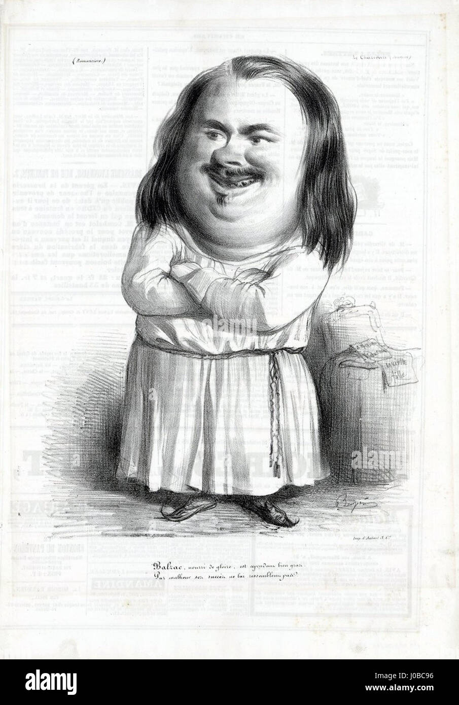 Honoré de Balzac - caricatura de Benjamin Roubaud Foto Stock