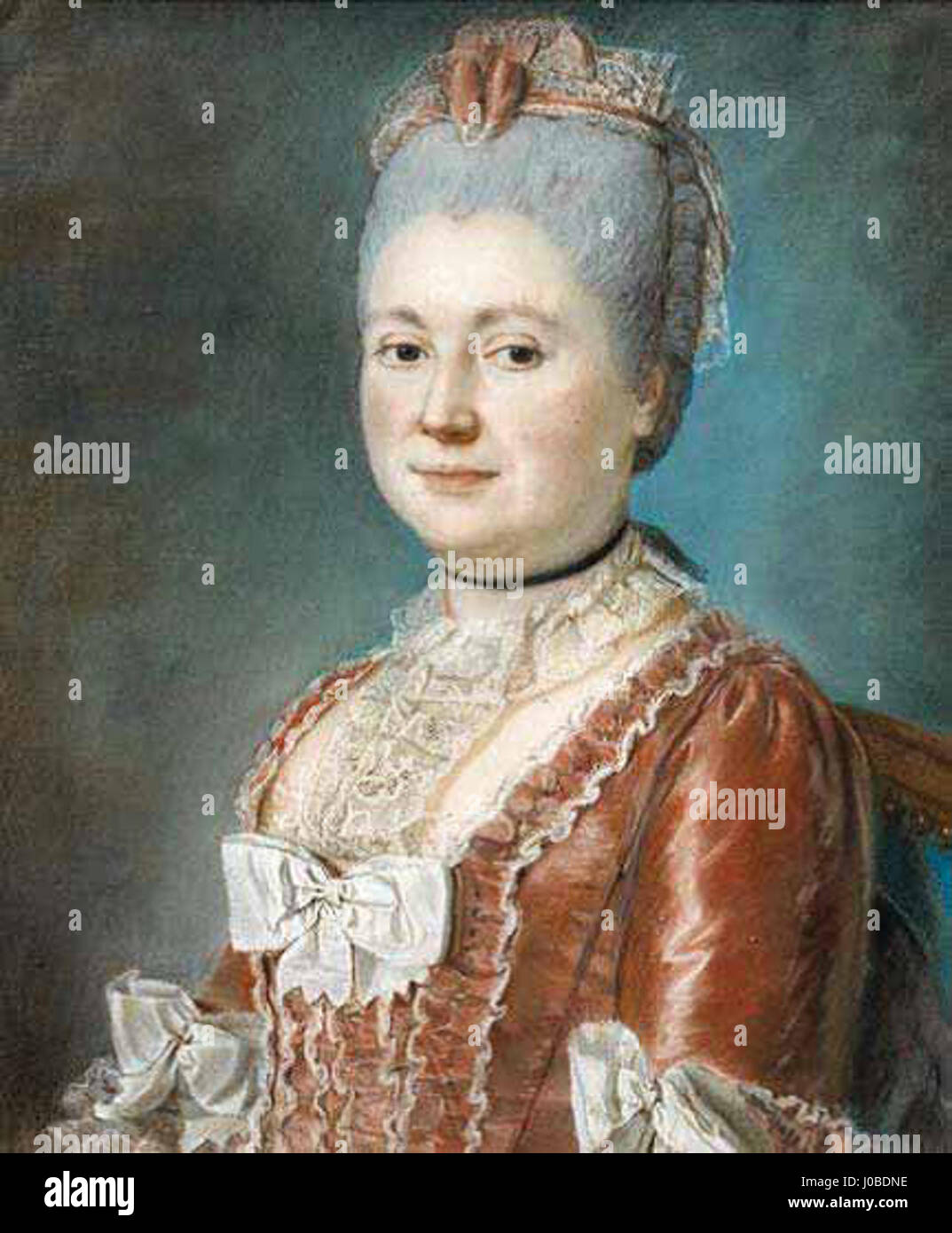 Questo titolo si riferisce a un ritratto di Maria Joséphine de Savoie, contessa di Provenza, in piedi di fronte a un busto scultoreo di Luigi XVIII. Mette in evidenza la sua posizione aristocratica e il contesto storico. Foto Stock