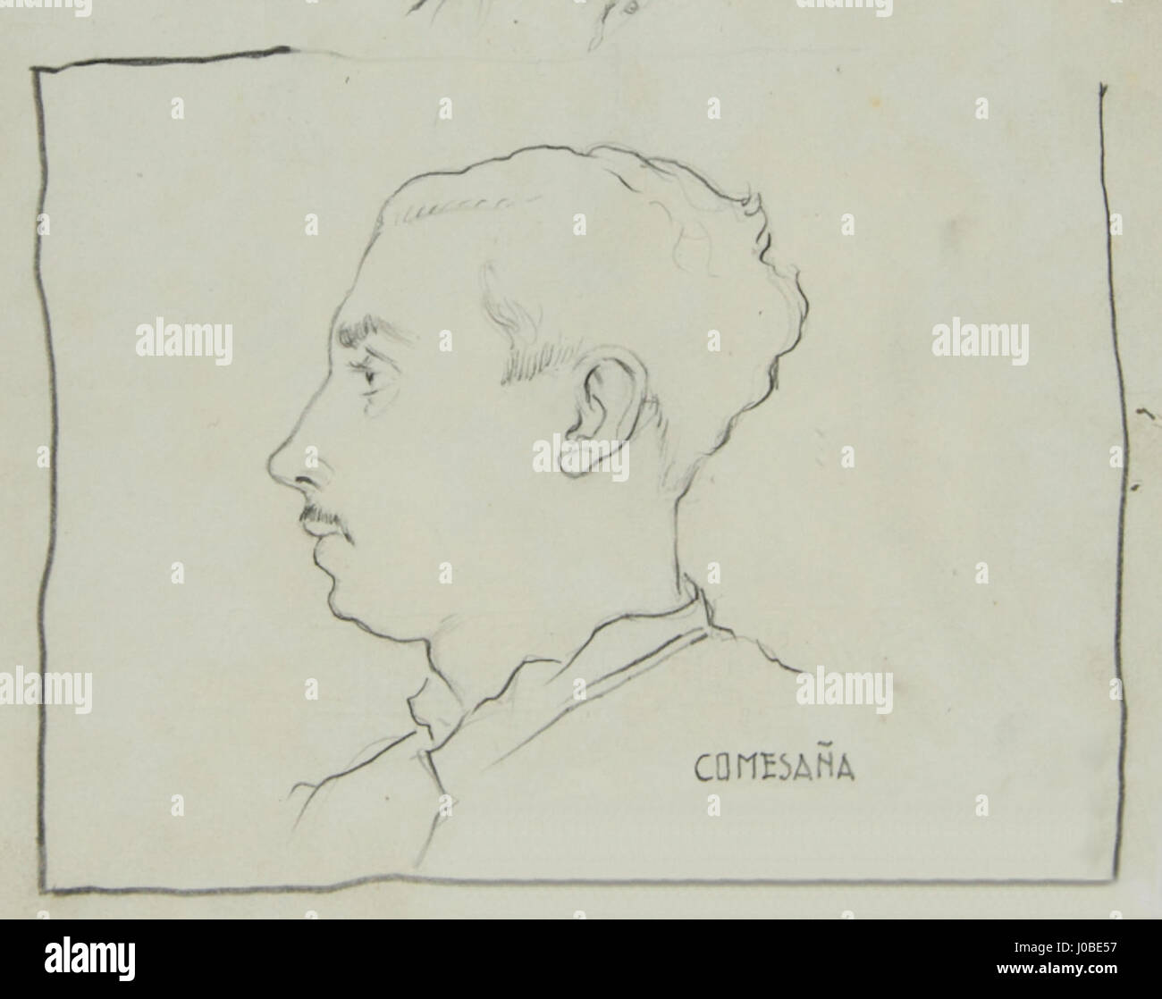 Questo ritratto di Francisco Comesaña di Camilo Díaz Baliño presenta la figura in uno stile realistico, catturando la somiglianza del soggetto. Díaz Baliño era noto per i suoi ritratti dettagliati e la vivida rappresentazione di individui della società galiziana. Foto Stock