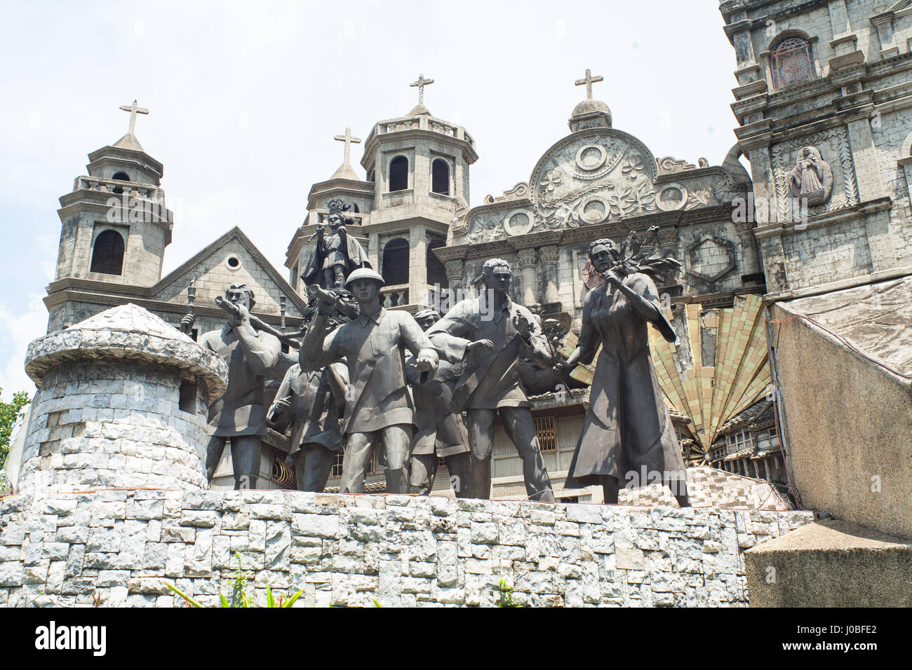 Street con sculture in Cebu City Filippine Foto Stock