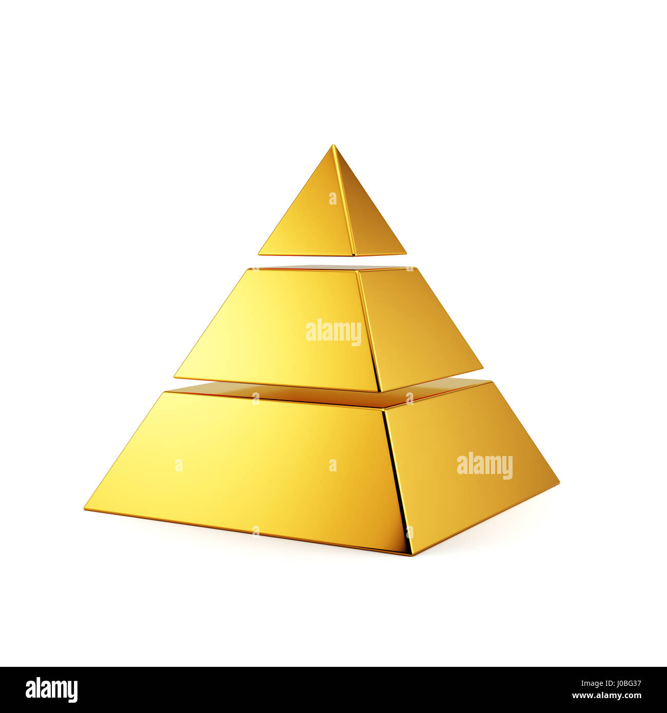 3D render della piramide d oro su sfondo bianco Foto Stock