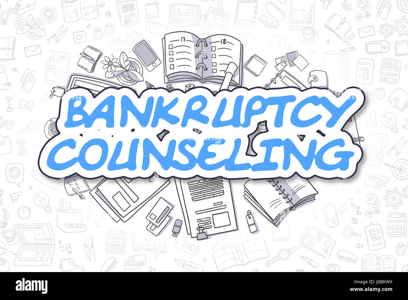Il counseling fallimento - Doodle parola blu. Il concetto di business. Foto Stock