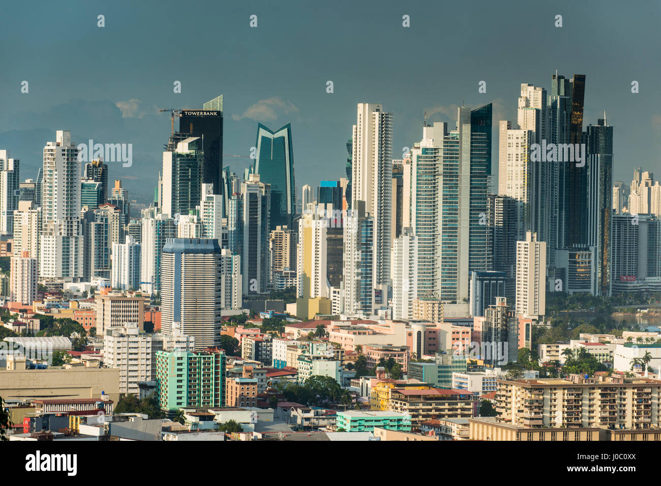 Vista sulla città di Panama da El Ancon, Panama America Centrale Foto Stock
