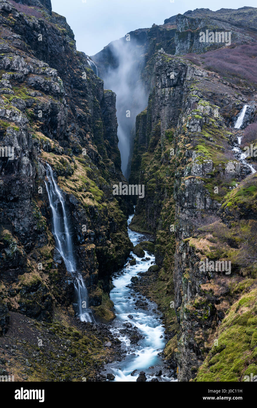 La Cascata Glymur, Islanda, regioni polari Foto Stock