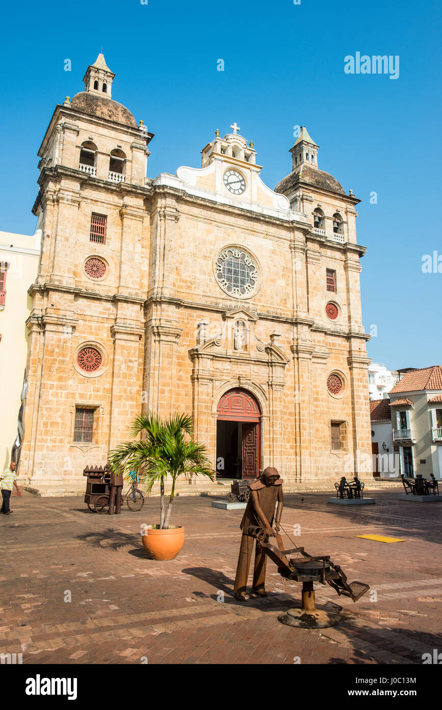 Chiesa di San Pedro, Sito Patrimonio Mondiale dell'UNESCO, Cartagena, Colombia Foto Stock