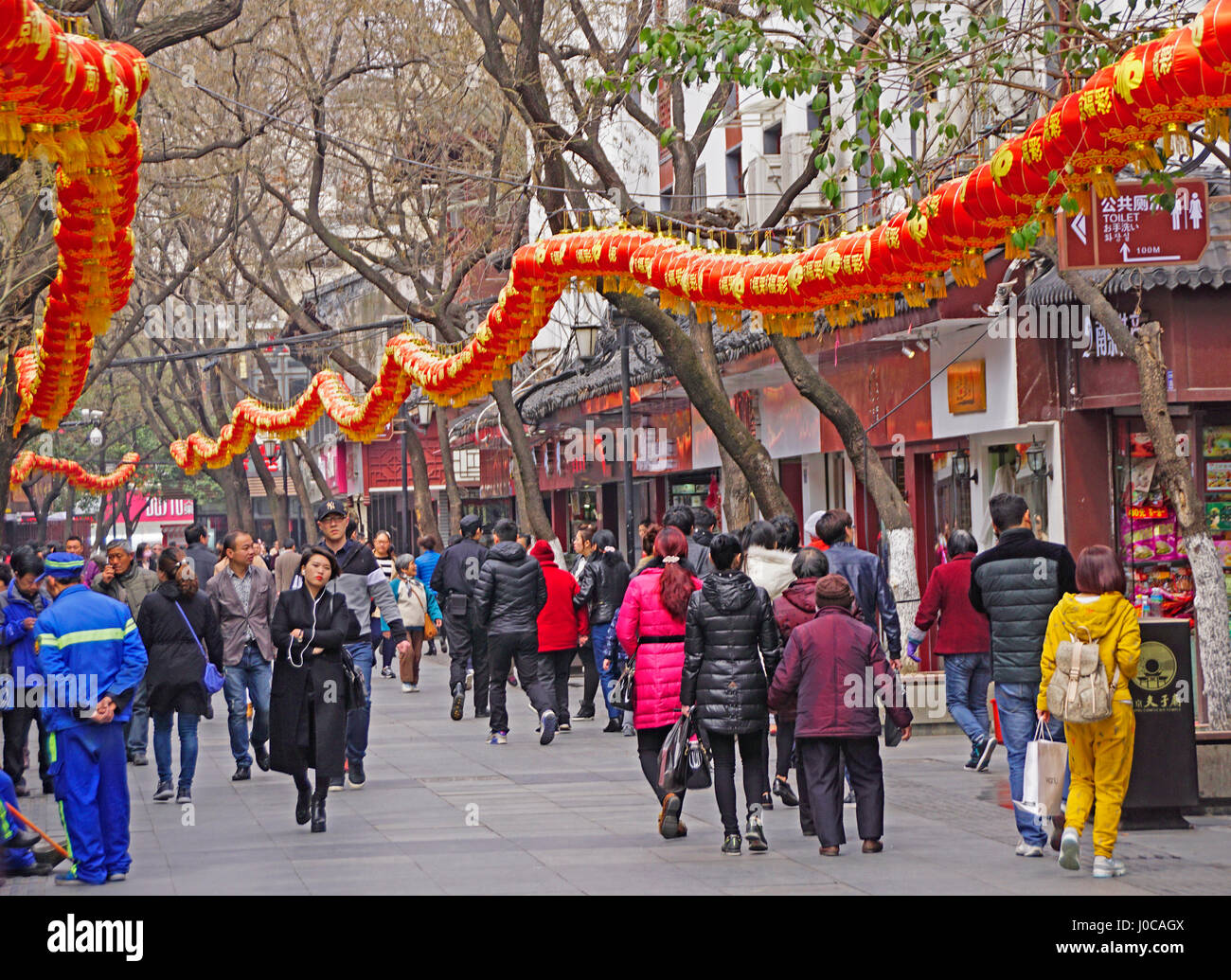 La strada dello shopping di Tempio di Confucio area di Nanjing. Foto Stock