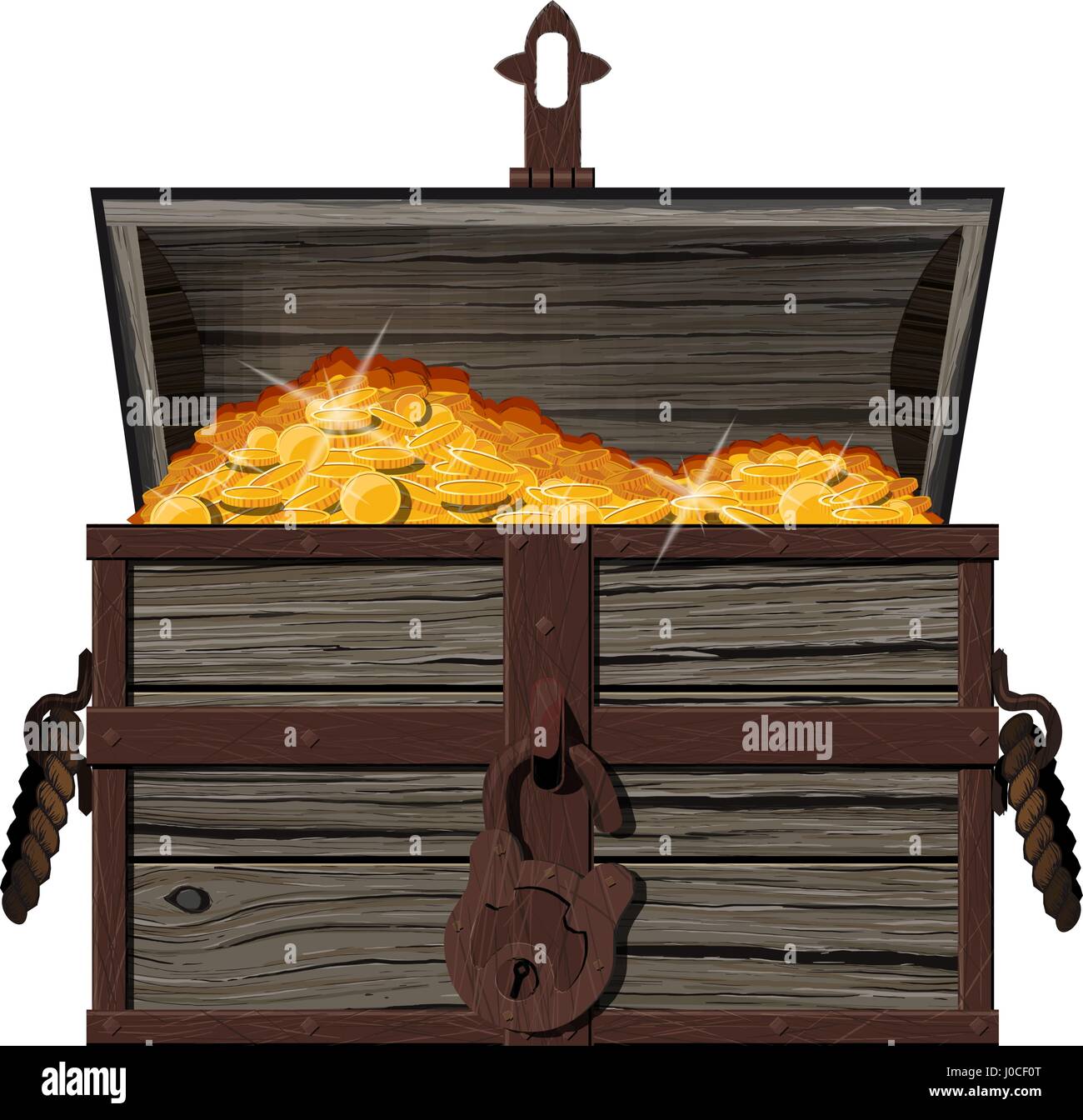 Un torace aperto di monete Illustrazione Vettoriale