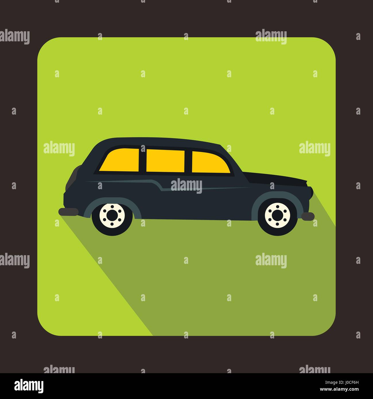 London Black Cab icona, stile piatto Illustrazione Vettoriale