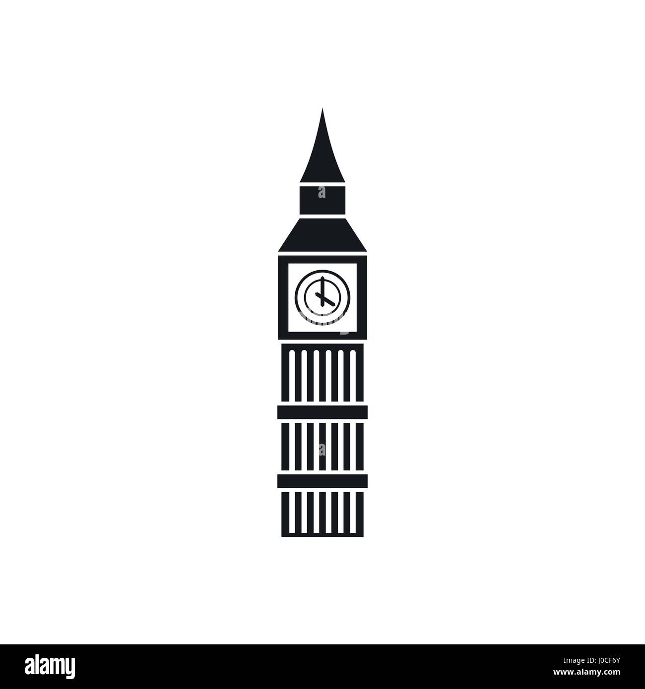 Big Ben orologio icona, stile semplice Illustrazione Vettoriale