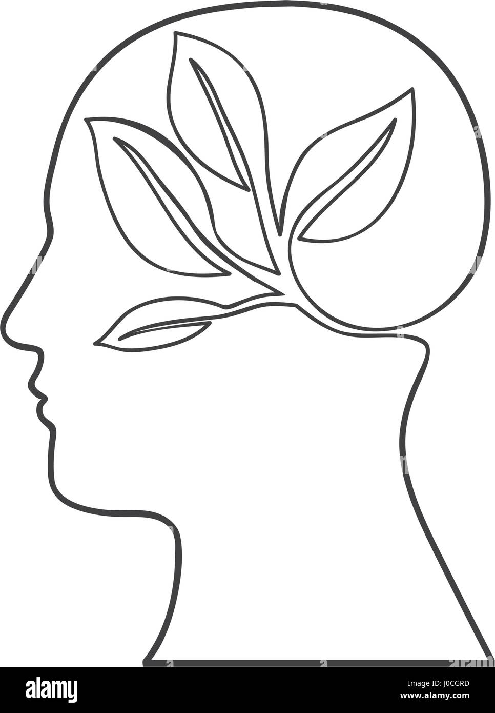 Silhouette monocromatiche di testa umana con l'ecologia in mente Illustrazione Vettoriale