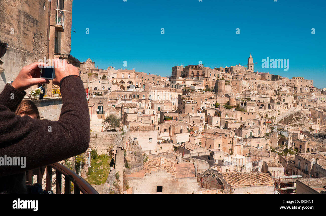 Matera cityscape per la fotografia. Foto Stock