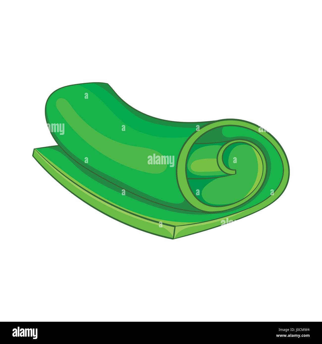 Green towel arrotolato icona, stile cartoon Illustrazione Vettoriale