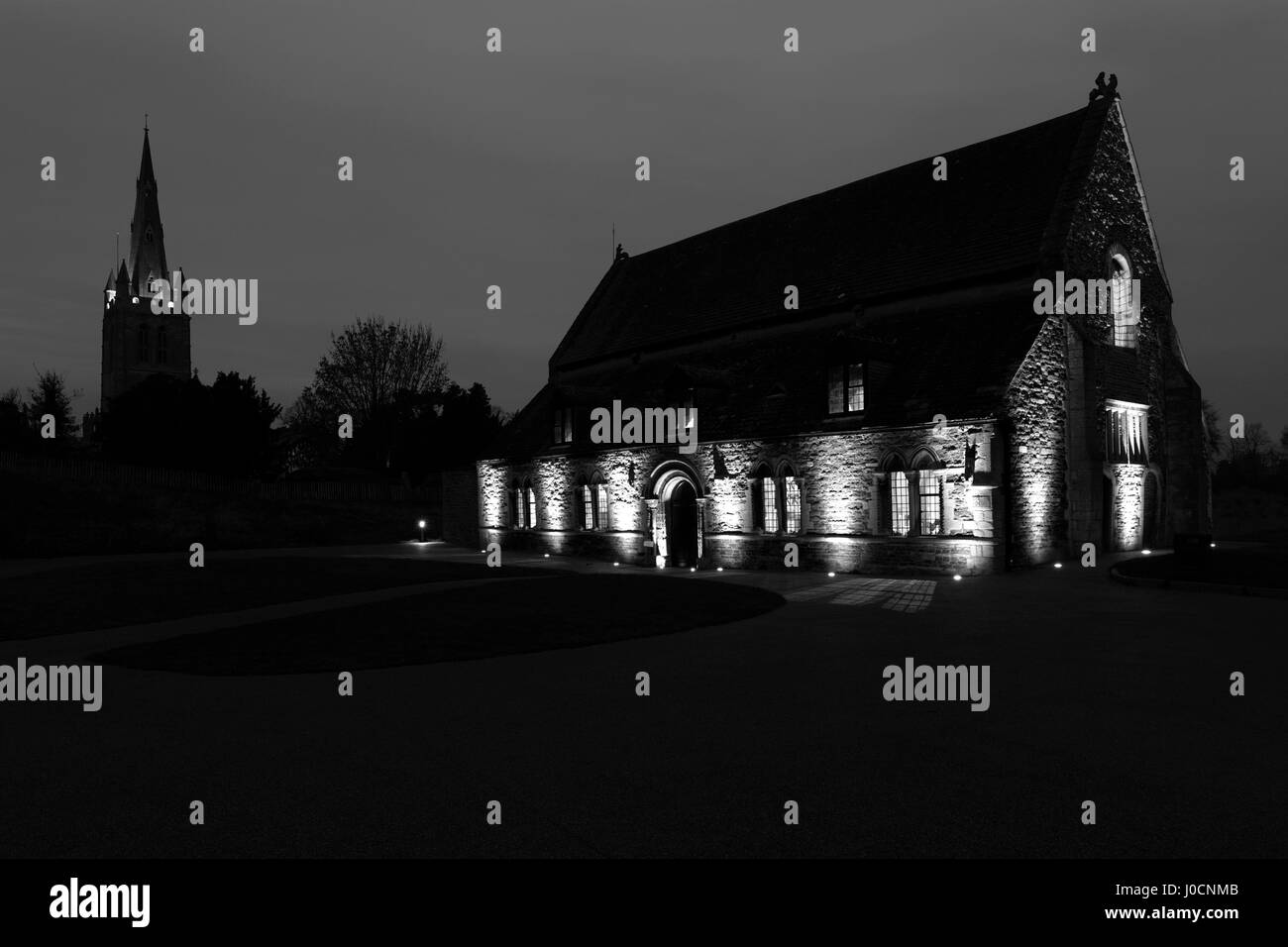 Il castello di Oakham di notte, città mercato di Oakham, Rutland County, Inghilterra, Gran Bretagna; Regno Unito Foto Stock